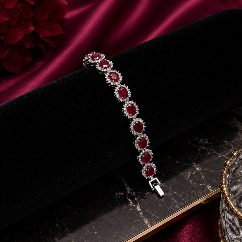 Oval Stones Bracelet Red