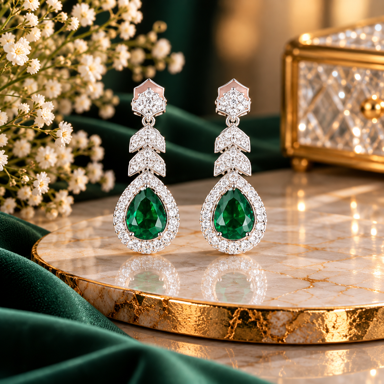 Teardrop earings Green