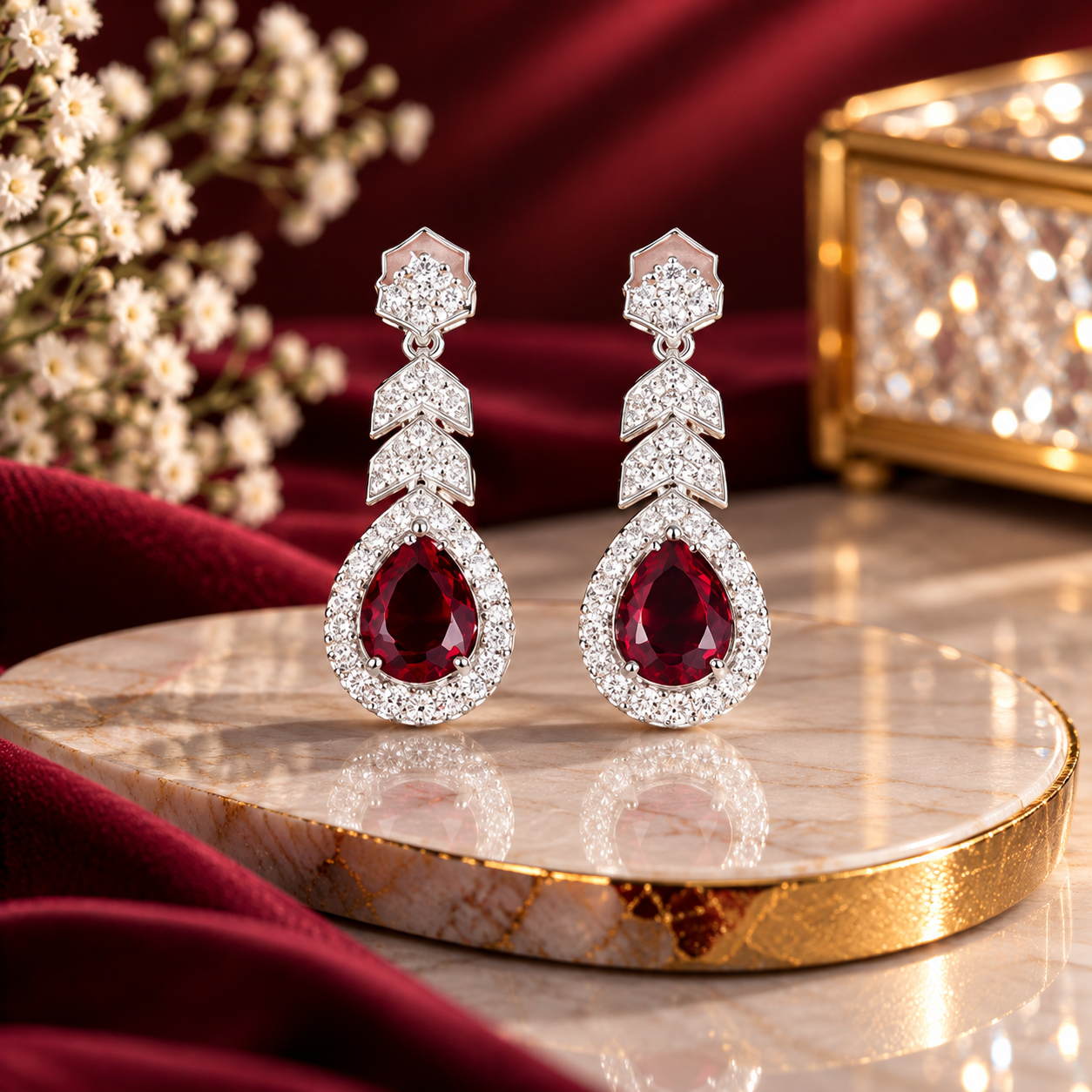 Teardrop earings Red