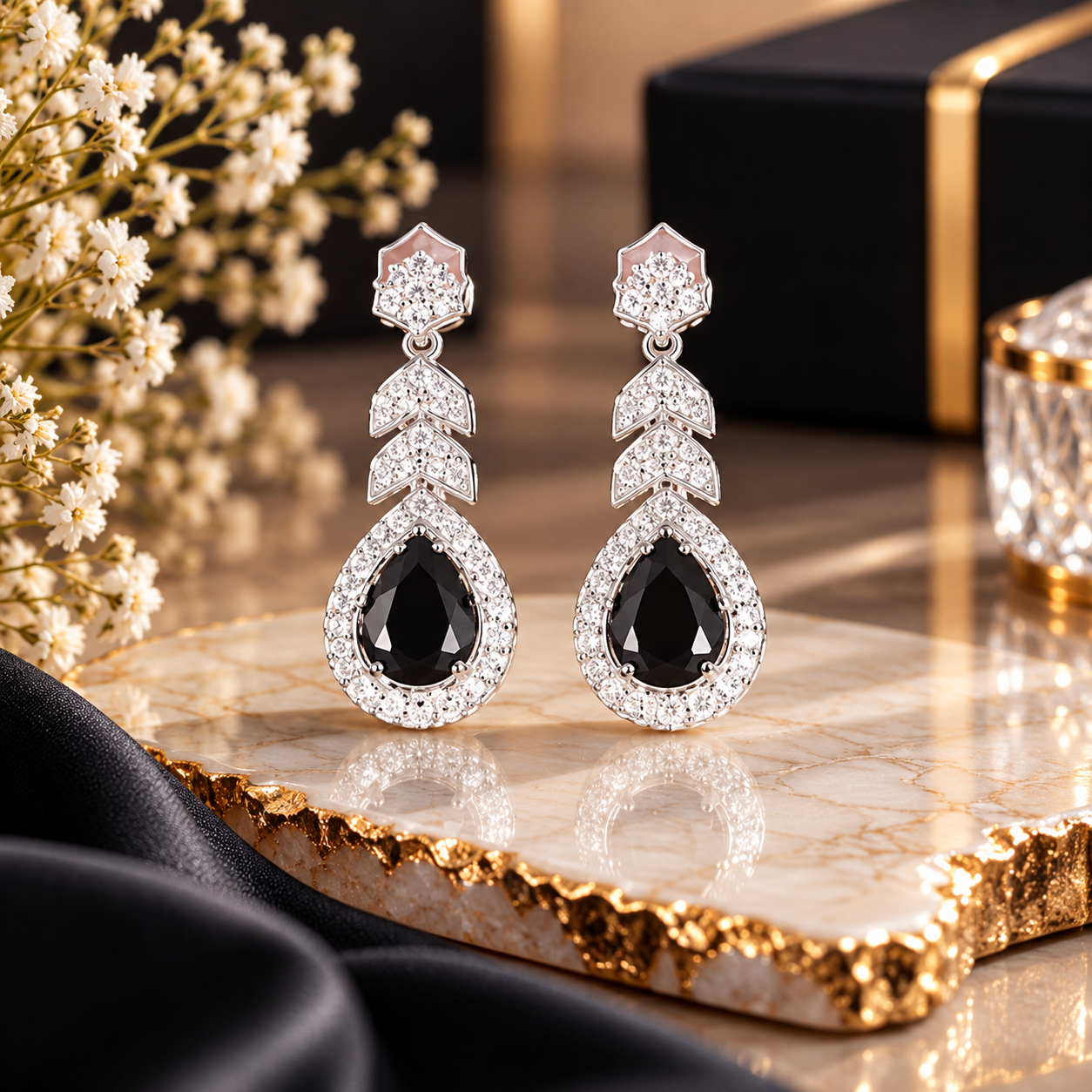 Teardrop earings black